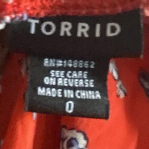 TORRID Red and White Jessica Floral Ruffle Baby Doll Tank Top Size 0 Large 12 - Picture 8 of 8